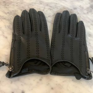 Premium black leather driving gloves